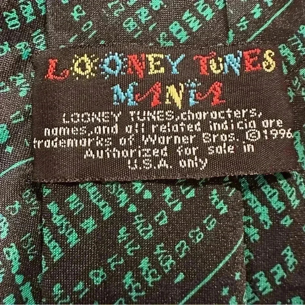 1990s Vintage Looney Tunes Taz Stock Market Neck Tie - Picture 5 of 6